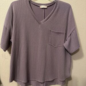 Altar'd State Lilac V-Neck Ribbed Tee